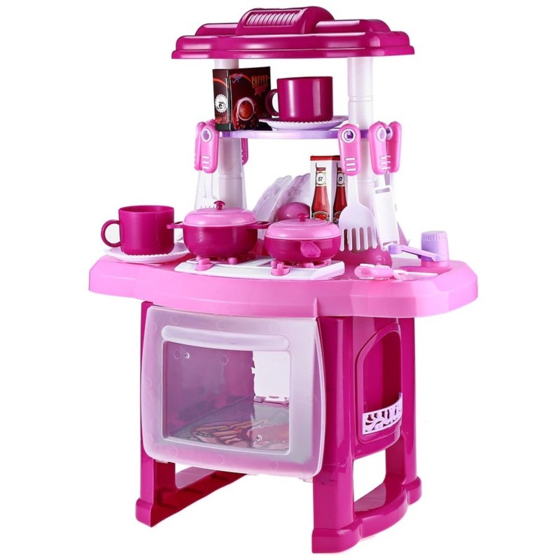 Cocina Infantil Niña Electronico Sonido Luz Accesorios Rosa