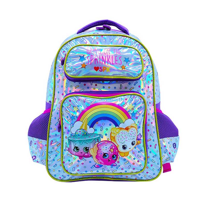 Mochila Escolar Atm Packs, Shopkins 3192-Plata Con Morado