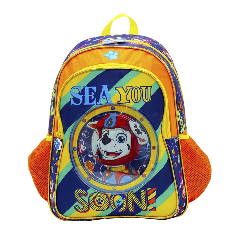 Mochila Escolar Atm Packs, Paw Patrol 1126-Azul Con Naranja