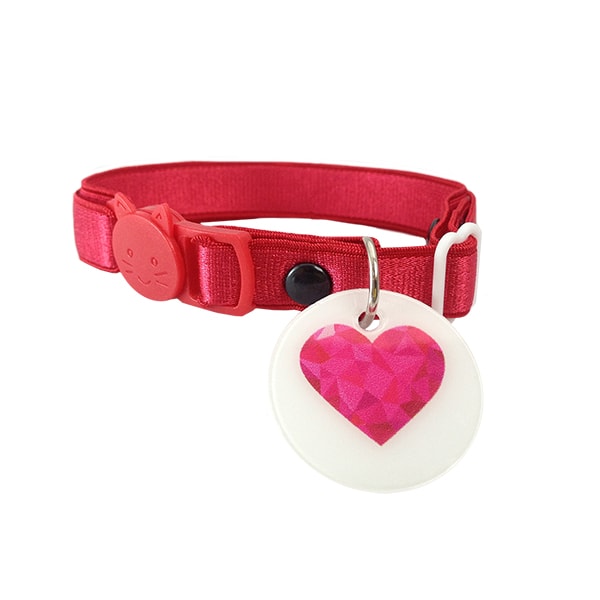 Collar Para Gato Color Rojo Con Medalla De Identificación Y Broche Breakaway En Forma De Gato. Marca Nyucat