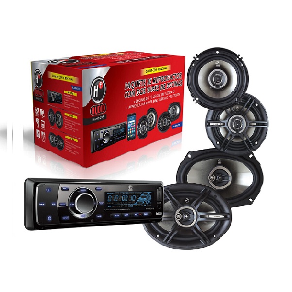Paquete Autoest?reo + 2 Bocinas 61/2 + 2 Bocinas 6X9 Marca Hf Audio