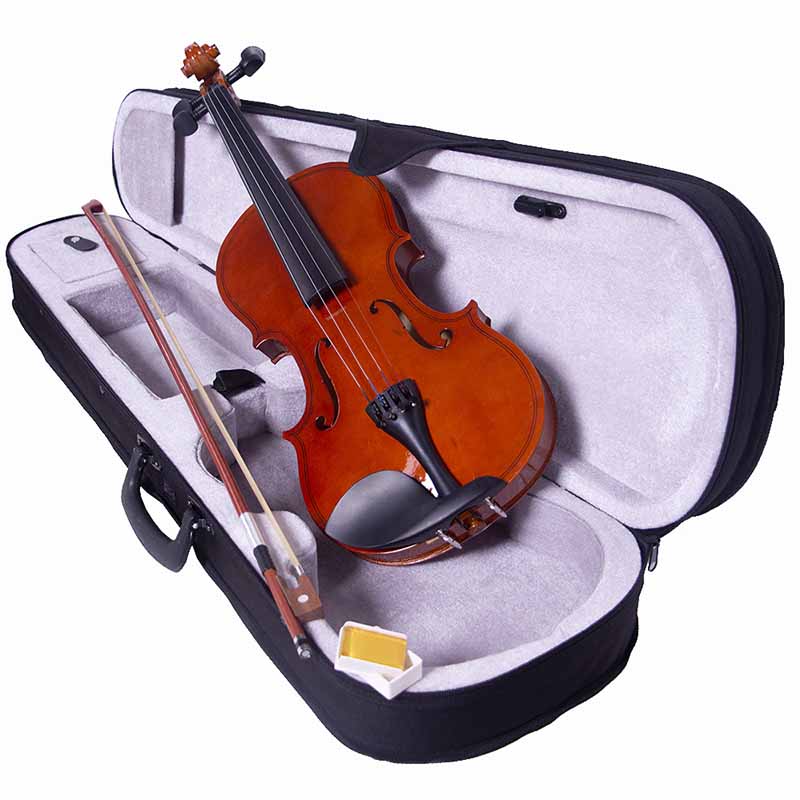 Violín Acustico 4/4 Profesional Madera Fina Café Con Estuche Brea