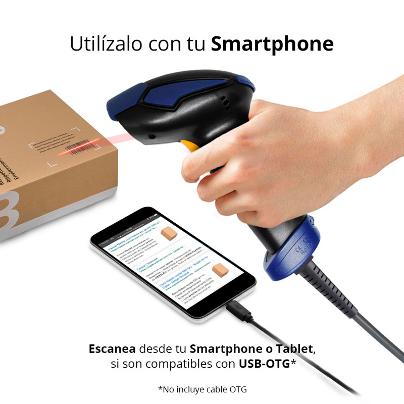 REDLEMON Lector de Código de Barras Láser USB Universal para Punto de Venta (POS) o Almacén. Pistola Escáner de Códigos EAN, UPC, ISBN para Computadora.