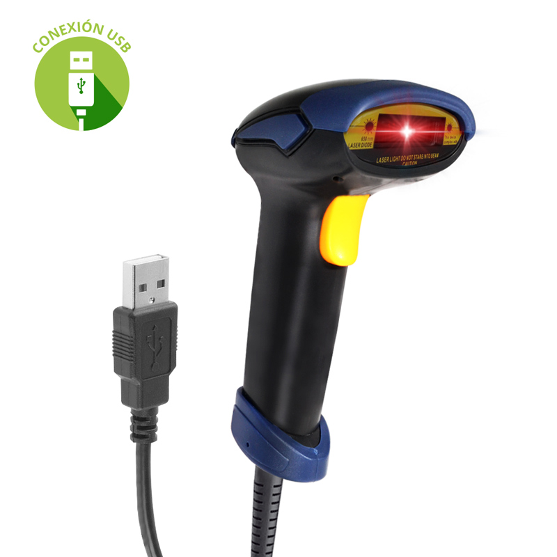 REDLEMON Lector de Código de Barras Láser USB Universal para Punto de Venta (POS) o Almacén. Pistola Escáner de Códigos EAN, UPC, ISBN para Computadora.