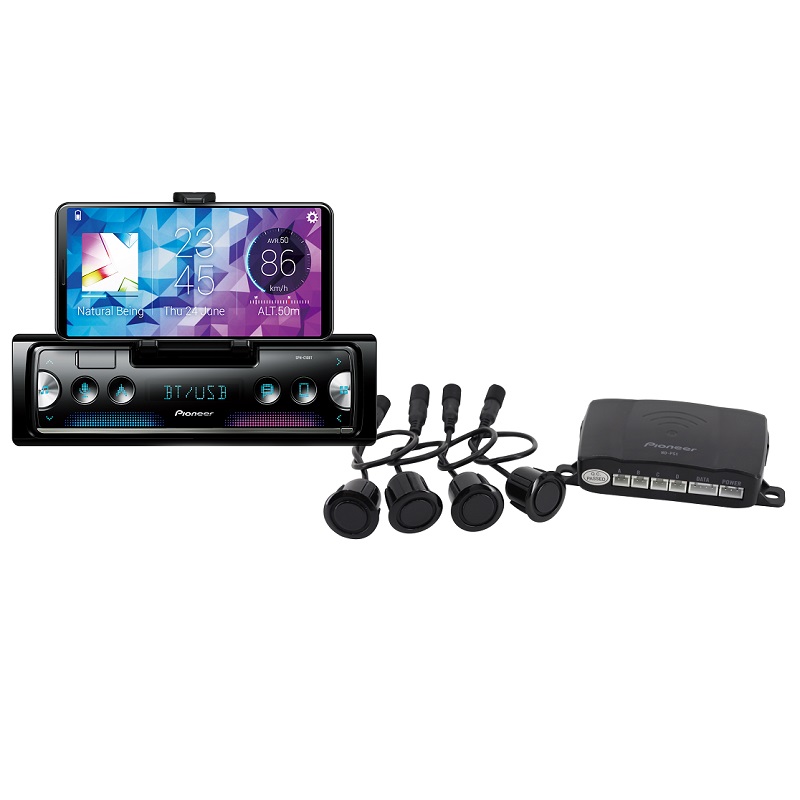 Paquete Pioneer SXT-C10PS Autoestereo Bluetooth Receptor de Smartphone, USB, con Sensores de Reversa
