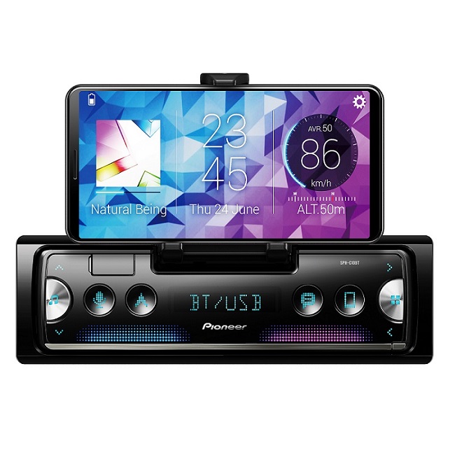 Paquete Pioneer SXT-C10PS Autoestereo Bluetooth Receptor de Smartphone, USB, con Sensores de Reversa