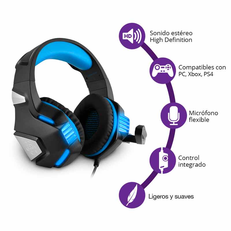 REDLEMON AudÃfonos Gamer V3 con Sonido Estéreo 360° High Definition, Micrófono Ajustable Omnidireccional