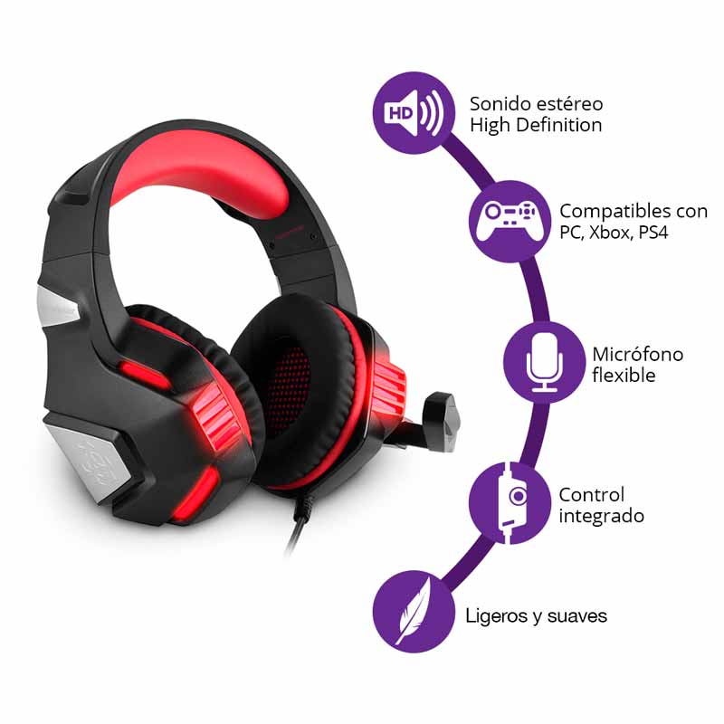 REDLEMON AudÃfonos Gamer V3 con Sonido Estéreo 360° High Definition, Micrófono Ajustable Omnidireccional