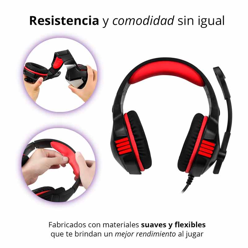 REDLEMON AudÃfonos Gamer V3 con Sonido Estéreo 360° High Definition, Micrófono Ajustable Omnidireccional