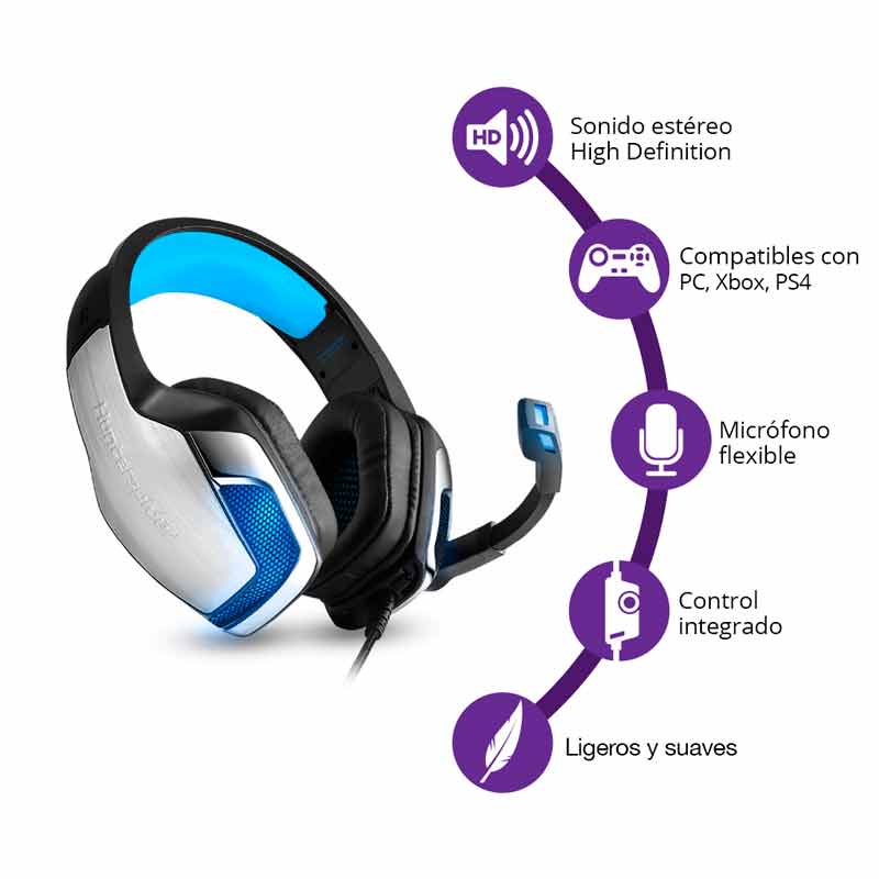 REDLEMON Audífonos Gamer V4 con Sonido Estéreo 360° High Definition, Micrófono Ajustable Omnidireccional