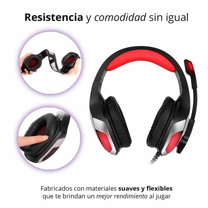 REDLEMON Audífonos Gamer V4 con Sonido Estéreo 360° High Definition, Micrófono Ajustable Omnidireccional