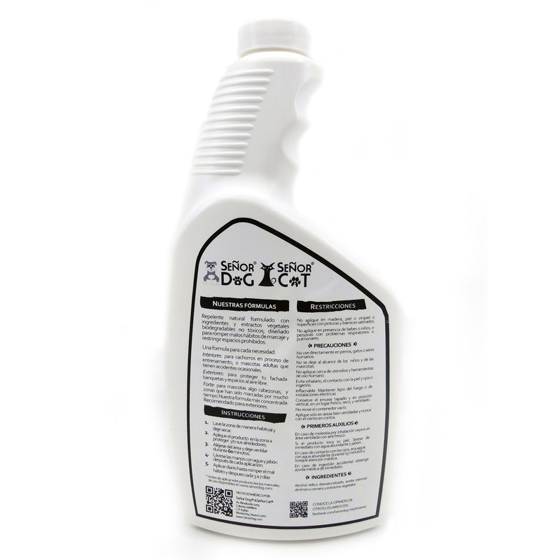 Señor Dog® Promo 4X3 Nivel 1+ Marcaje en Exteriores por Mascotas ajenas o sin dueño. ¡Ahí No! Forte 750ml. Repelente para Perros