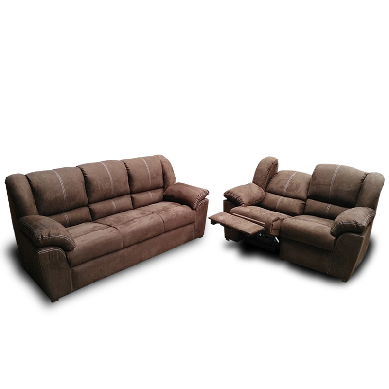 Sala Aria Sofa Y Love Con 1 Reclinable, Suede Brown Maderian