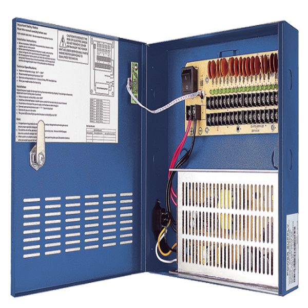 Fuente de poder profesional HEAVY DUTY de 11 - 15 Vcd @ 20 Amper, para 18 cámaras, con voltaje de entrada de: 110-220 Vca EPCOM POWER LINE