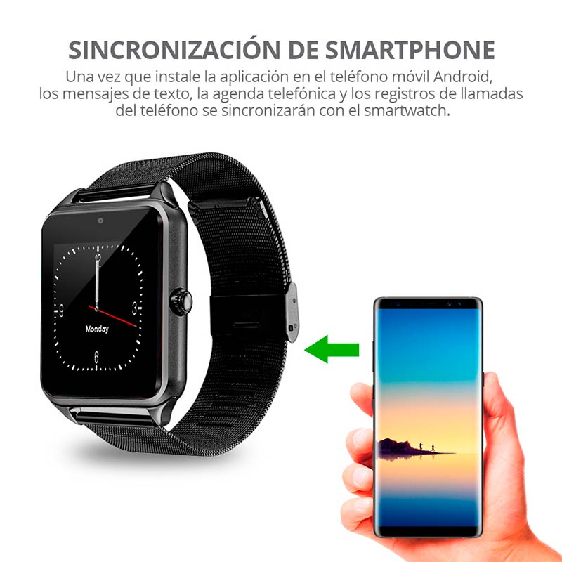 Reloj Inteligente Z60, con Tarjeta SIM Independiente, MicroSD, Bluetooth 4.0, Compatible con Andriod 4.3 o superior