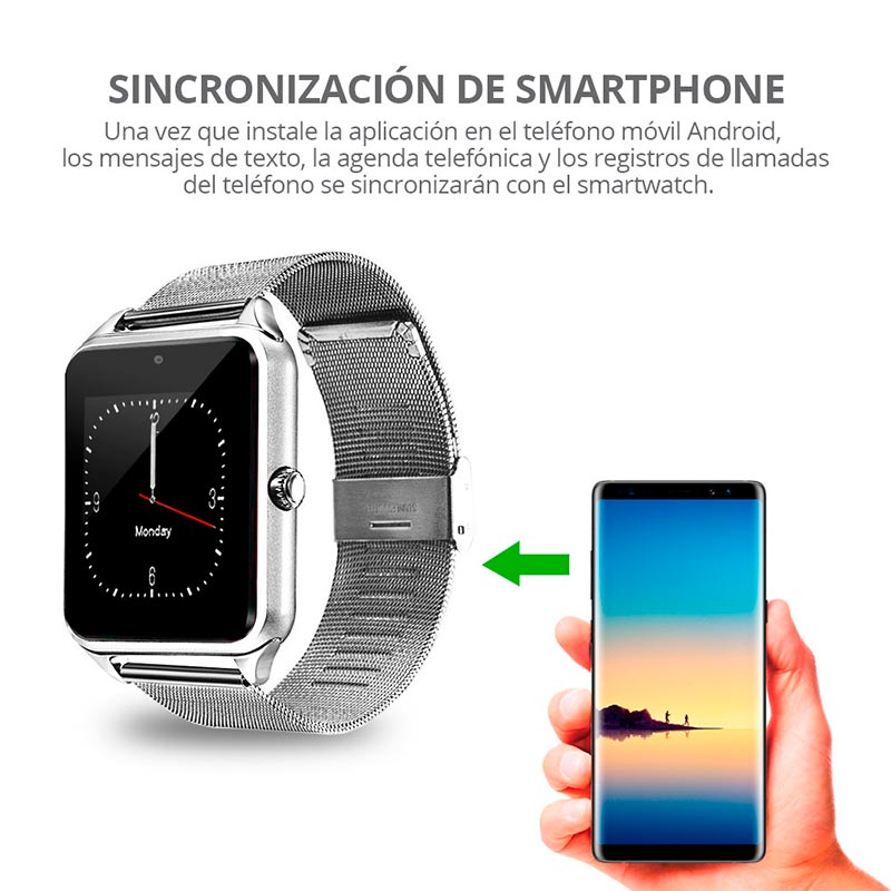 Reloj Inteligente Z60, con Tarjeta SIM Independiente, MicroSD, Bluetooth 4.0, Compatible con Andriod 4.3 o superior