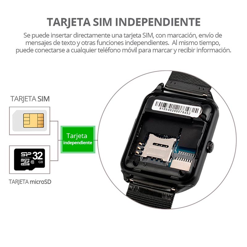 Reloj Inteligente Z60, con Tarjeta SIM Independiente, MicroSD, Bluetooth 4.0, Compatible con Andriod 4.3 o superior