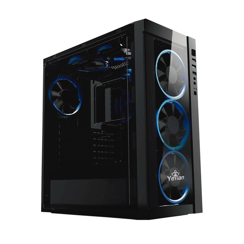 Gabinete Gaming Yeyian 2Hdd 4Sdd Tran Negro Led Az Blade2100