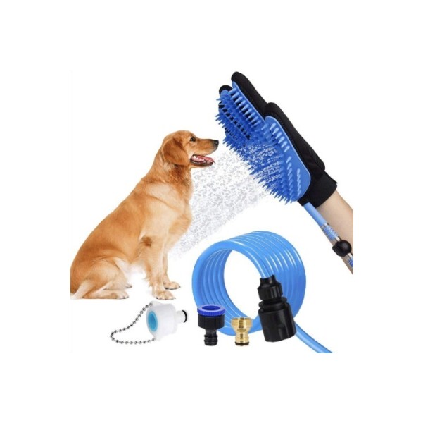 Guante Cepillo Con Manguera Para Bañar A Mascota Con Regadera