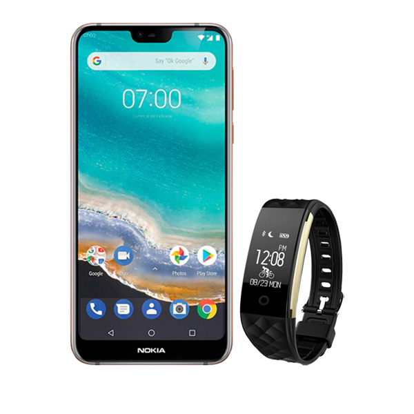 Celular Nokia Lte Ta-1096 7.1 Color Gris Telcel Y De Regalo Un Smartwatch Pulsera Fitband 