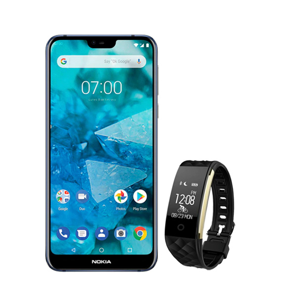 Celular Nokia Lte Ta-1096 7.1 Color Azul Telcel Y De Regalo Un Smartwatch Pulsera Fitband