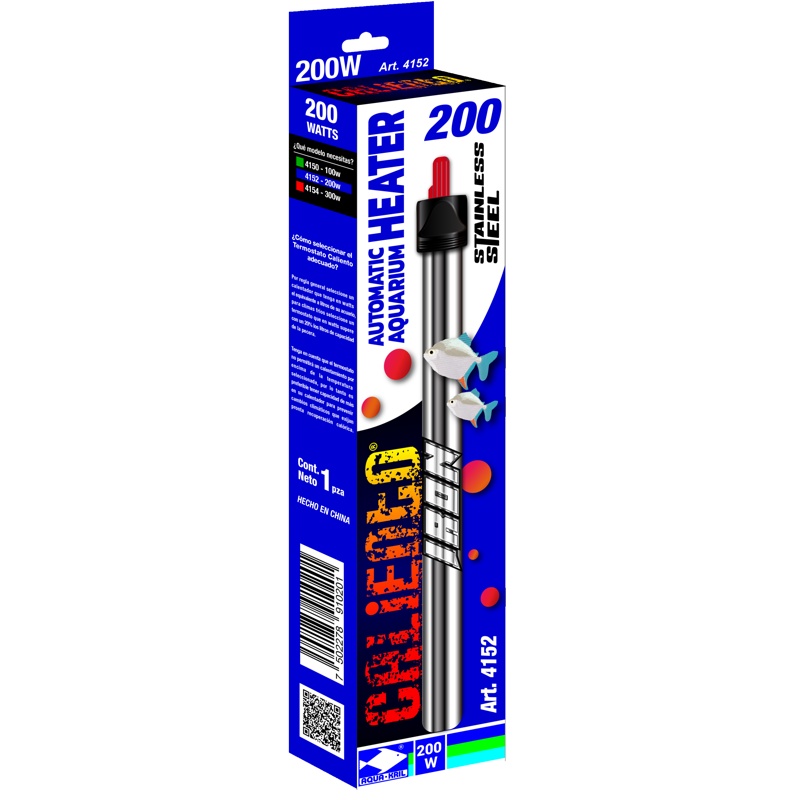 Termostato Calentador Acero Inoxidable Acuario Pecera Peces Tortugas 200 Watts 4152