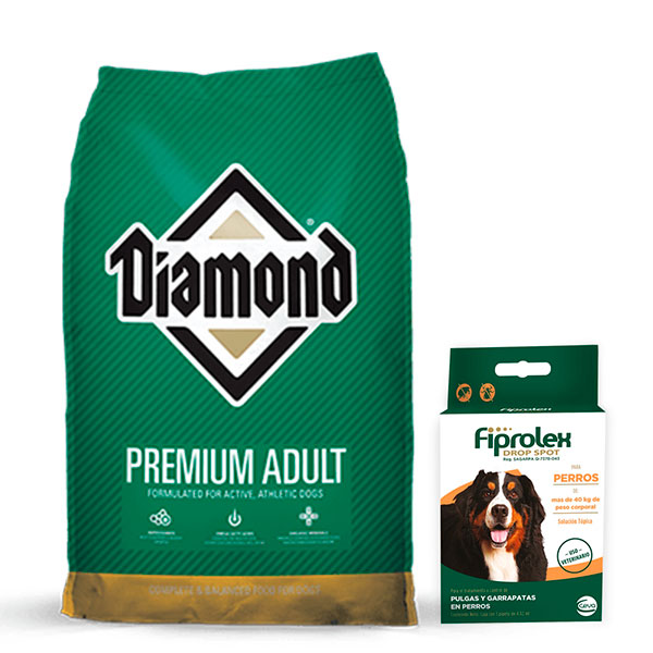 Diamond Alimento Para Perro Premium 26/18 18 Kg - 1 Pipeta Fiprolex Antipulgas Para Perro