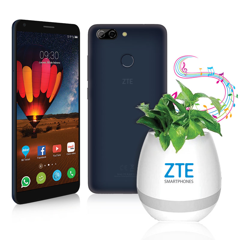 Celular Zte Lte Blade V9 Vita Color Azul Telcel Y De Regalo Una Bocina Maceta Bluetooth