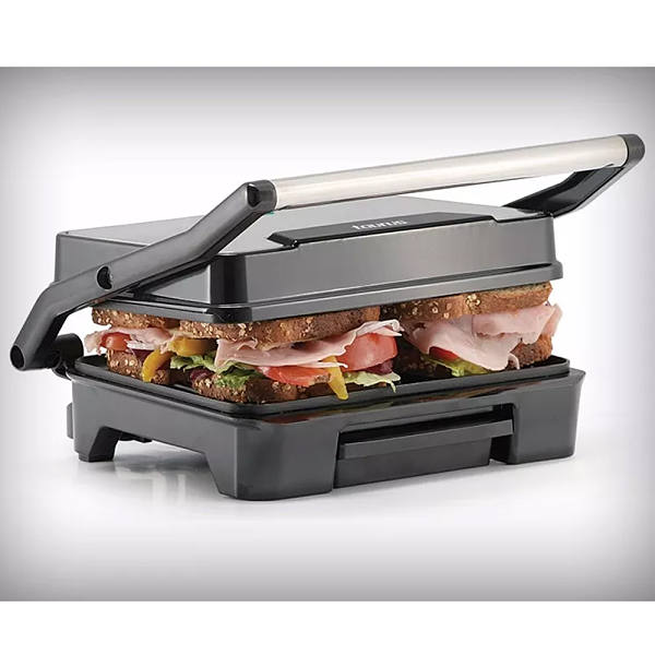 Parrilla Grill Panini Taurus de 850W con superficie Antiadherente de Acero modelo TOSTARE.