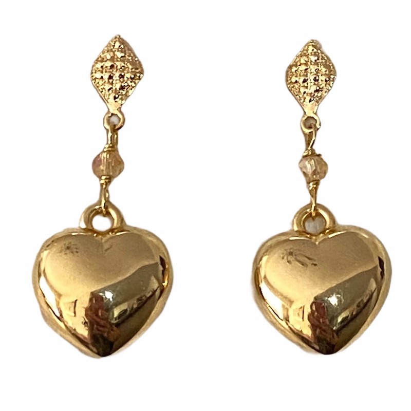 Aretes Corazón Grande Dorado-Baño de Oro 18K