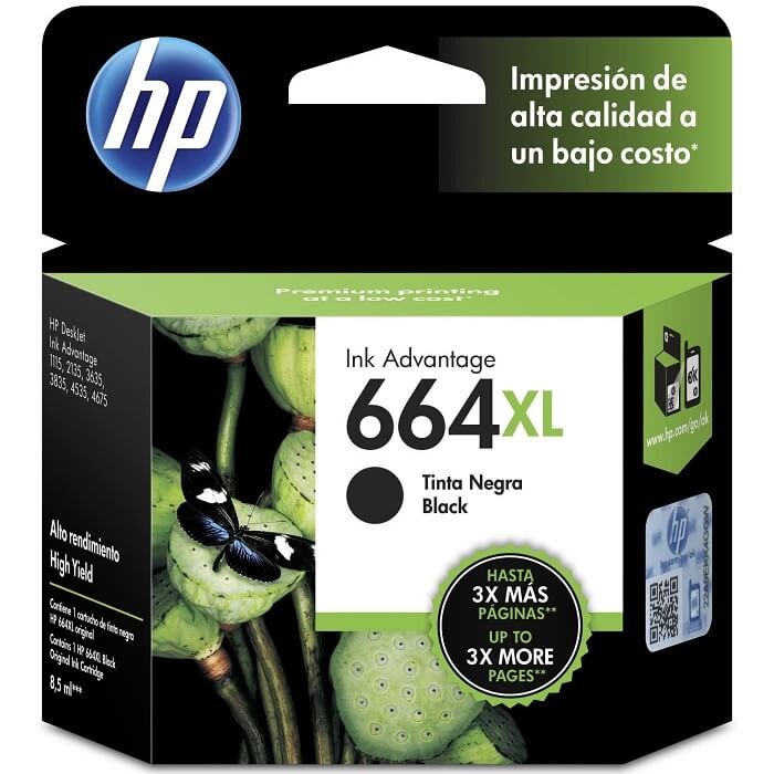 Cartucho HP Num 664XL Negro 8.5ML F6V31AL.