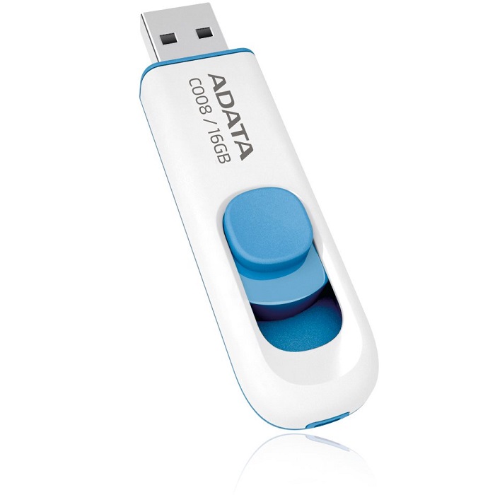 Memoria Flash USB Adata C008 16 GB Blanco Con Azul AC008-16G-RWE.