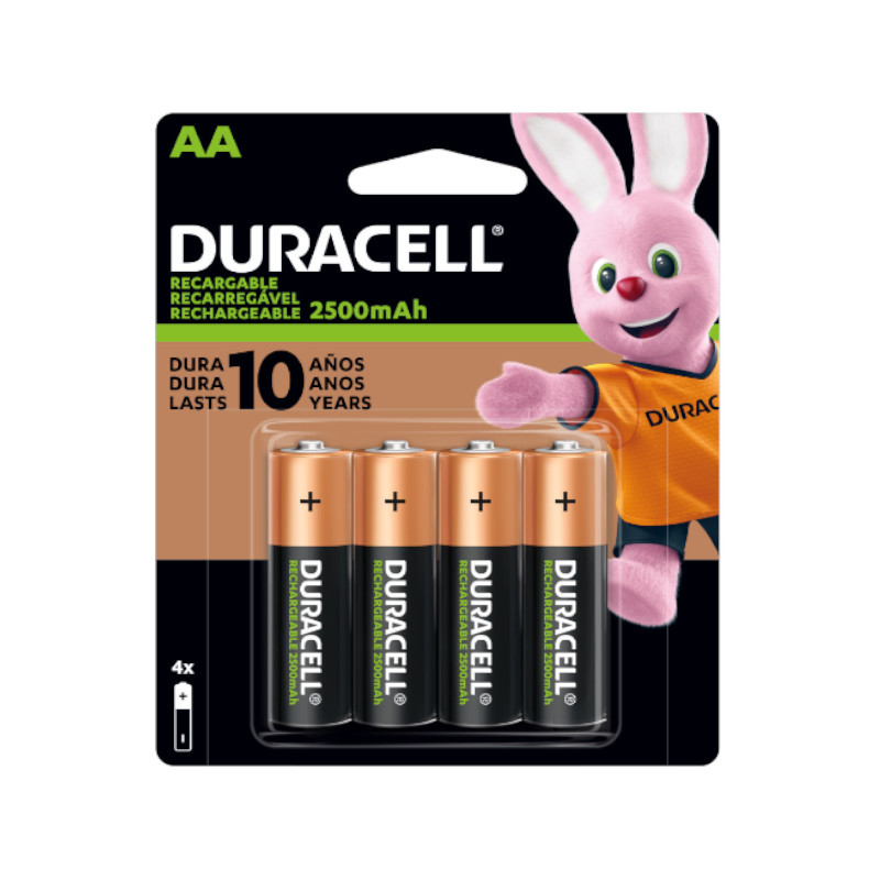 Pilas AA Recargables Duracell 2500 Mah Con 4 Piezas