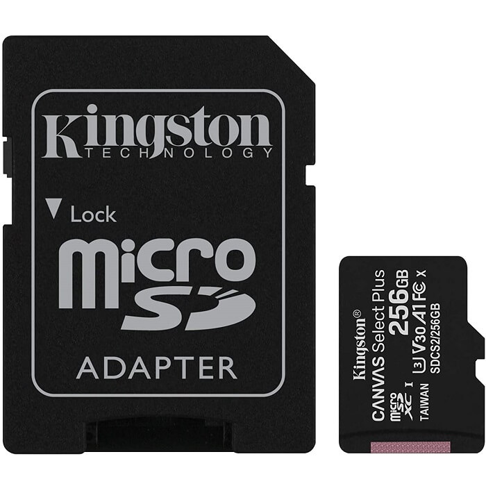 Memoria MicroSD 256GB Kingston SDXC Clase 10 Canvas Select Plus Con Adaptador SDCS2/256GB.