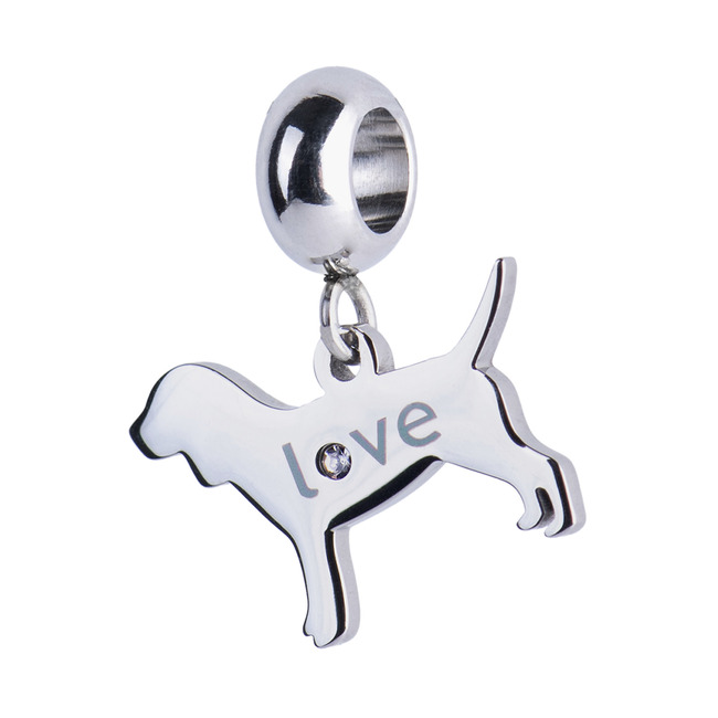 LuckyLy Charm de Perro Doggy - Plata, Oro Rosa.