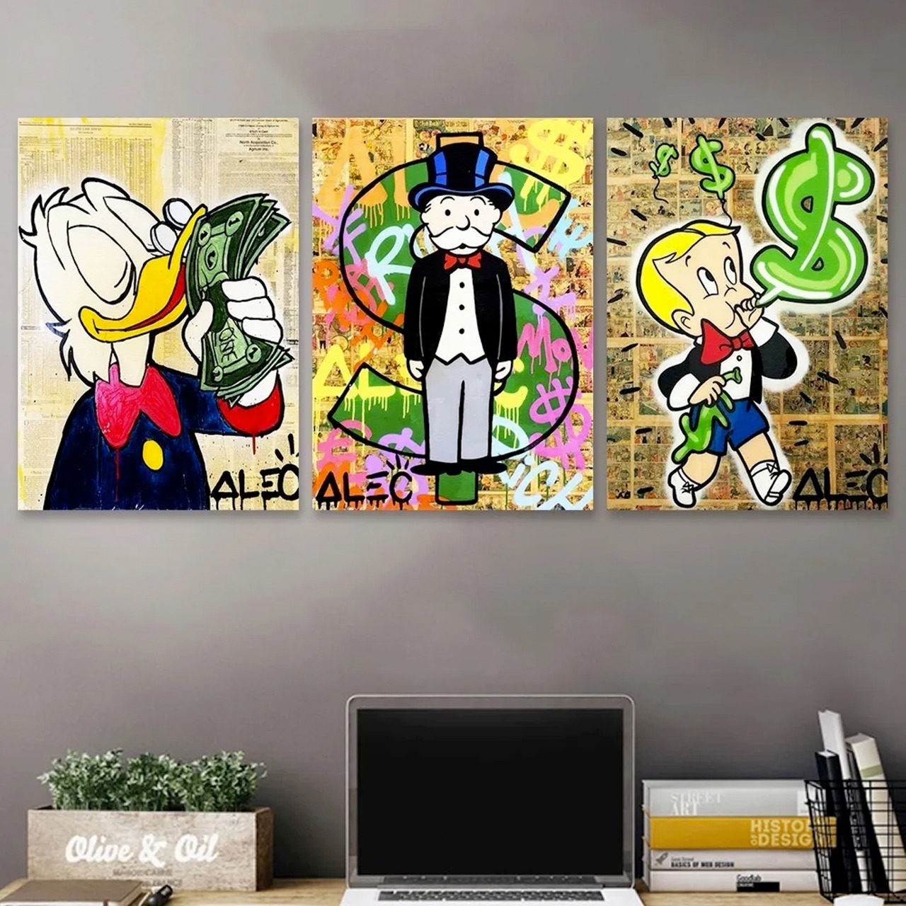 Cuadro De Dinero Cuadro Decorativo Alec Monopoly Bitcoin Criptomonedas |  50x100cm Lienzo Canvas 100% Algodu00f3n | DECOGALERIA | Listo Cuadros  Decorativos Para Recamara Hombre