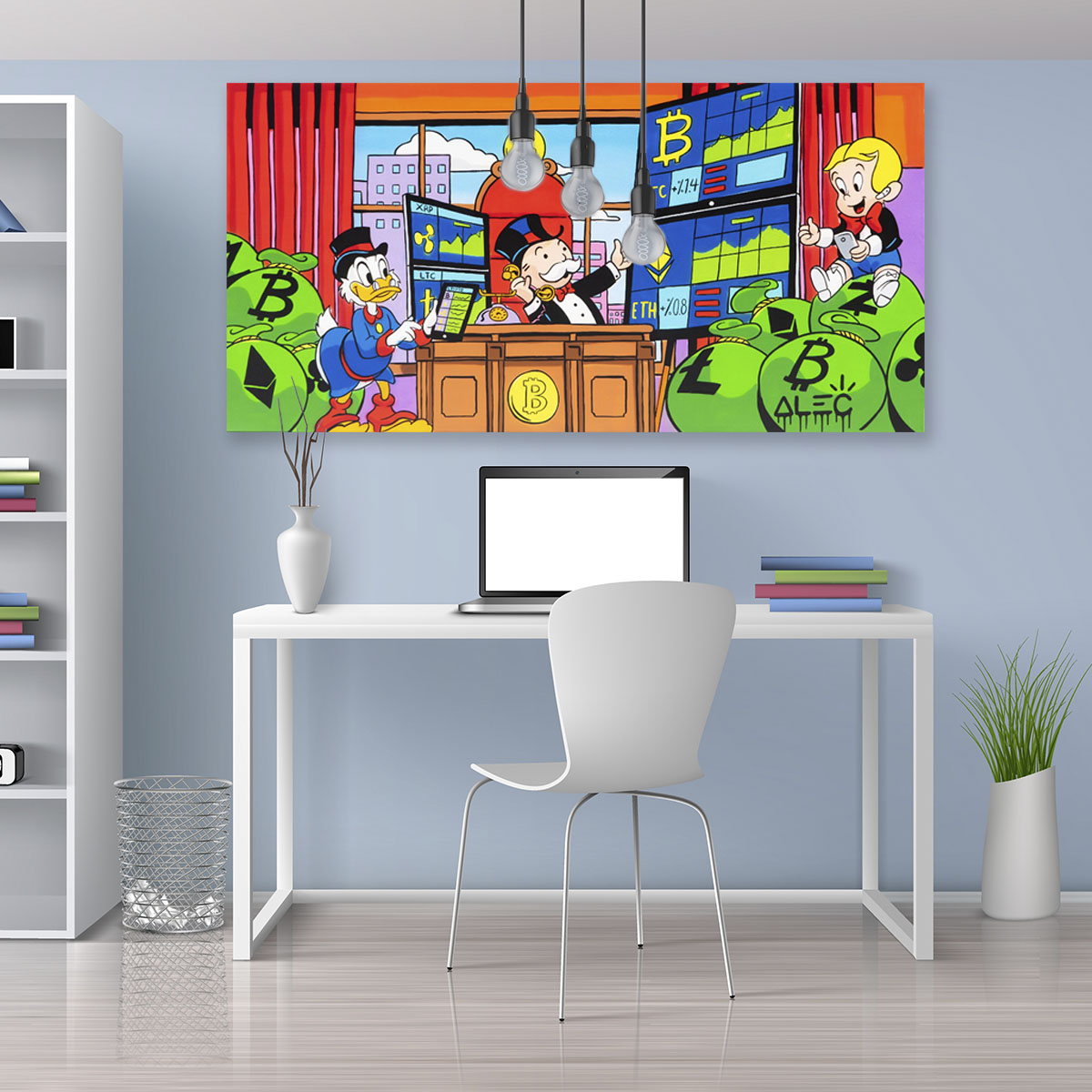 Cuadro Decorativo Alec Monopoly Bitcoin criptomonedas 50x100cm