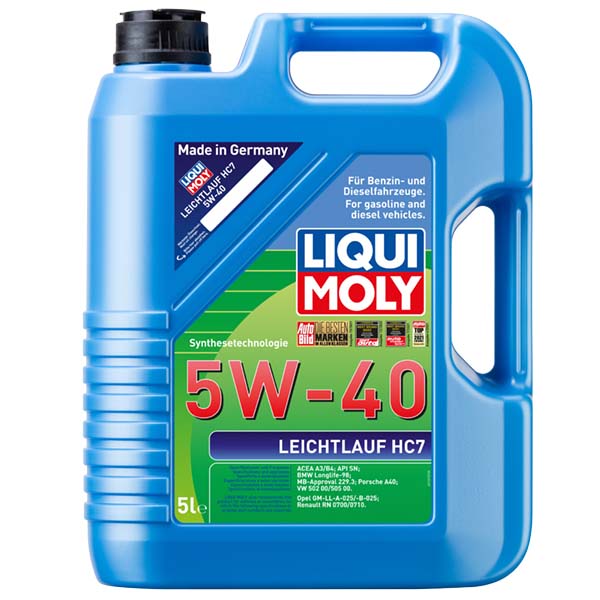 Aceite para Motor, Liqui Moly, Leichtlauf HC7, 5W-40, Sintético, 5 L