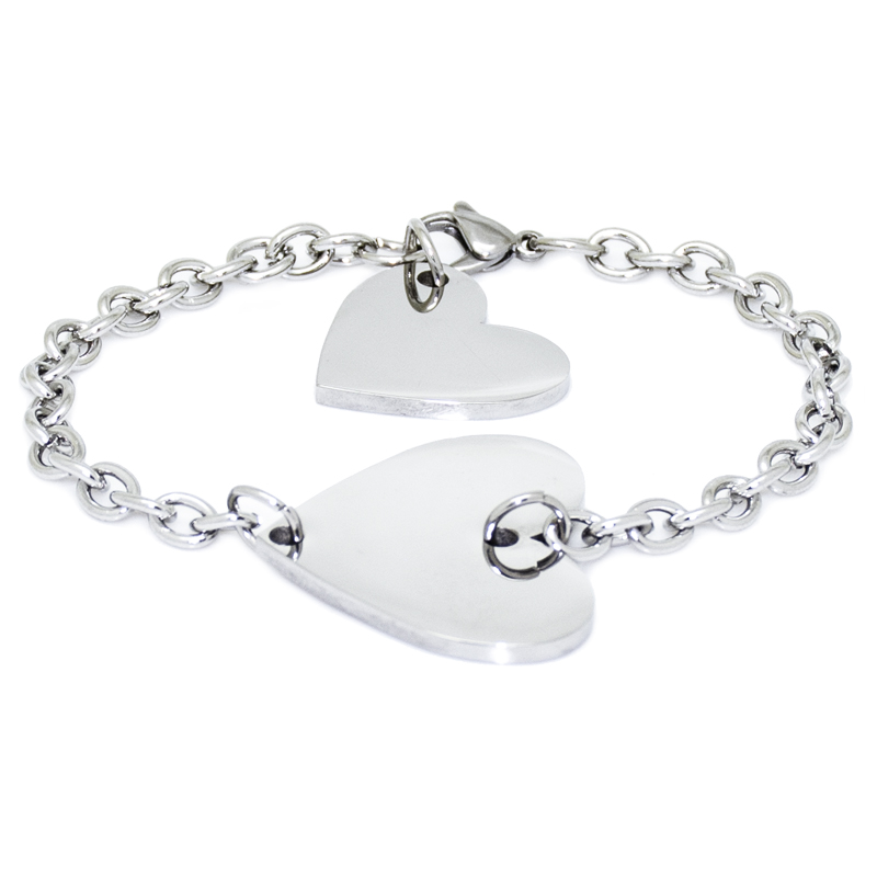 Pulsera Acero NK corazones con cadena 