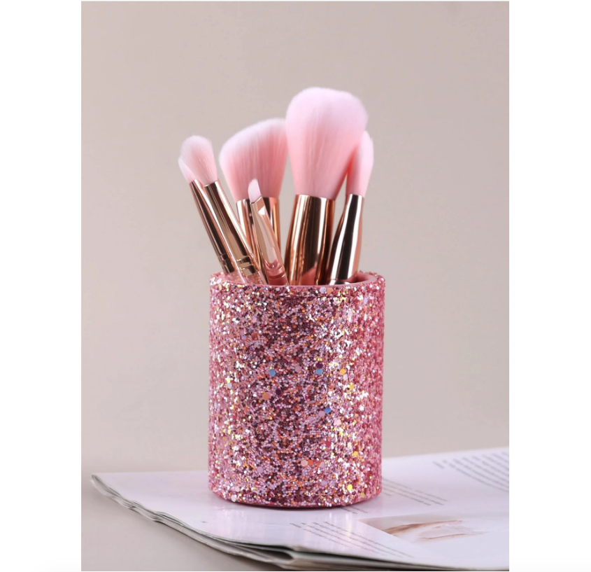 Organizador Base Porta Brochas De Maquillaje Rosa