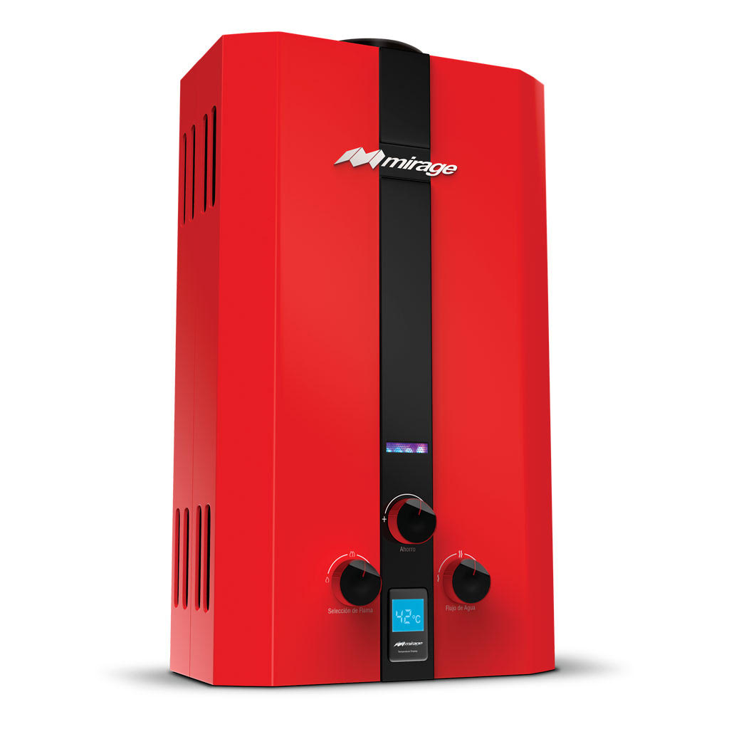 Boiler Calentador de Paso Flux Rojo Mirage 6 Litros Por Minuto Gas Natural