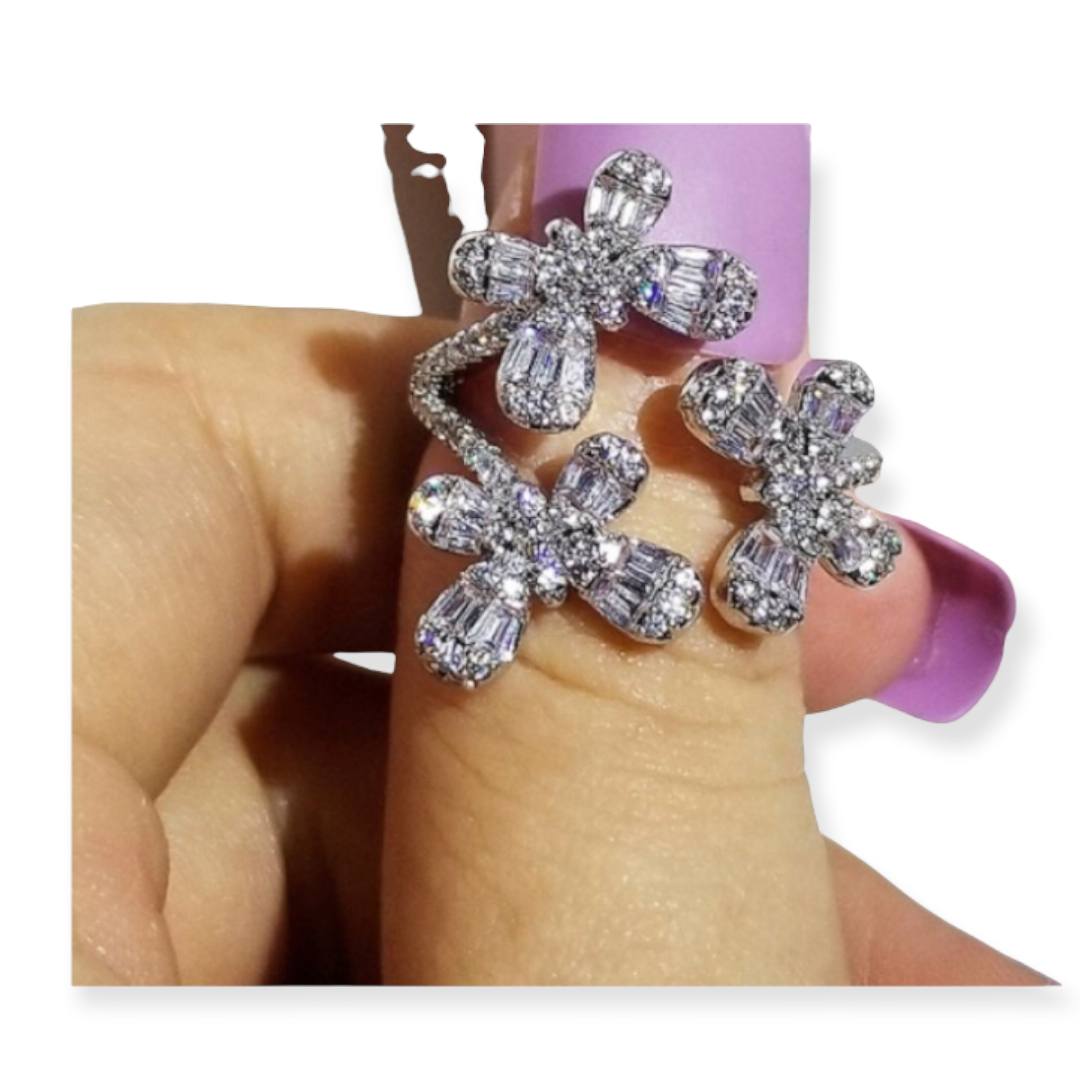 Anillo Mariposas De Zirconías Cúbica Ajustable En Plata 925 -Amour