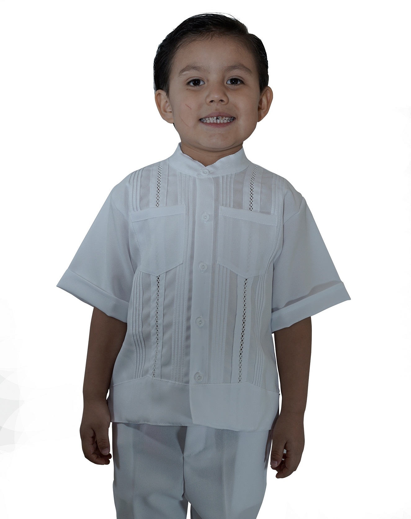 Conjunto de Guayabera Blanco en Cuello Mao Niño Bebé