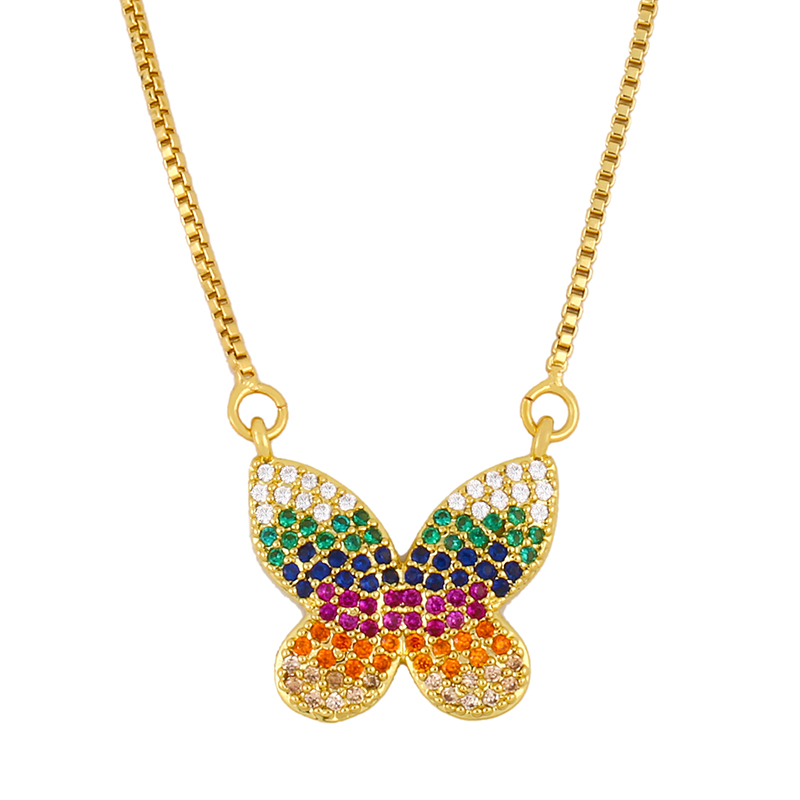 Collar Mariposa Multicolor Acero Inox chapa  Mamá-AMOUR