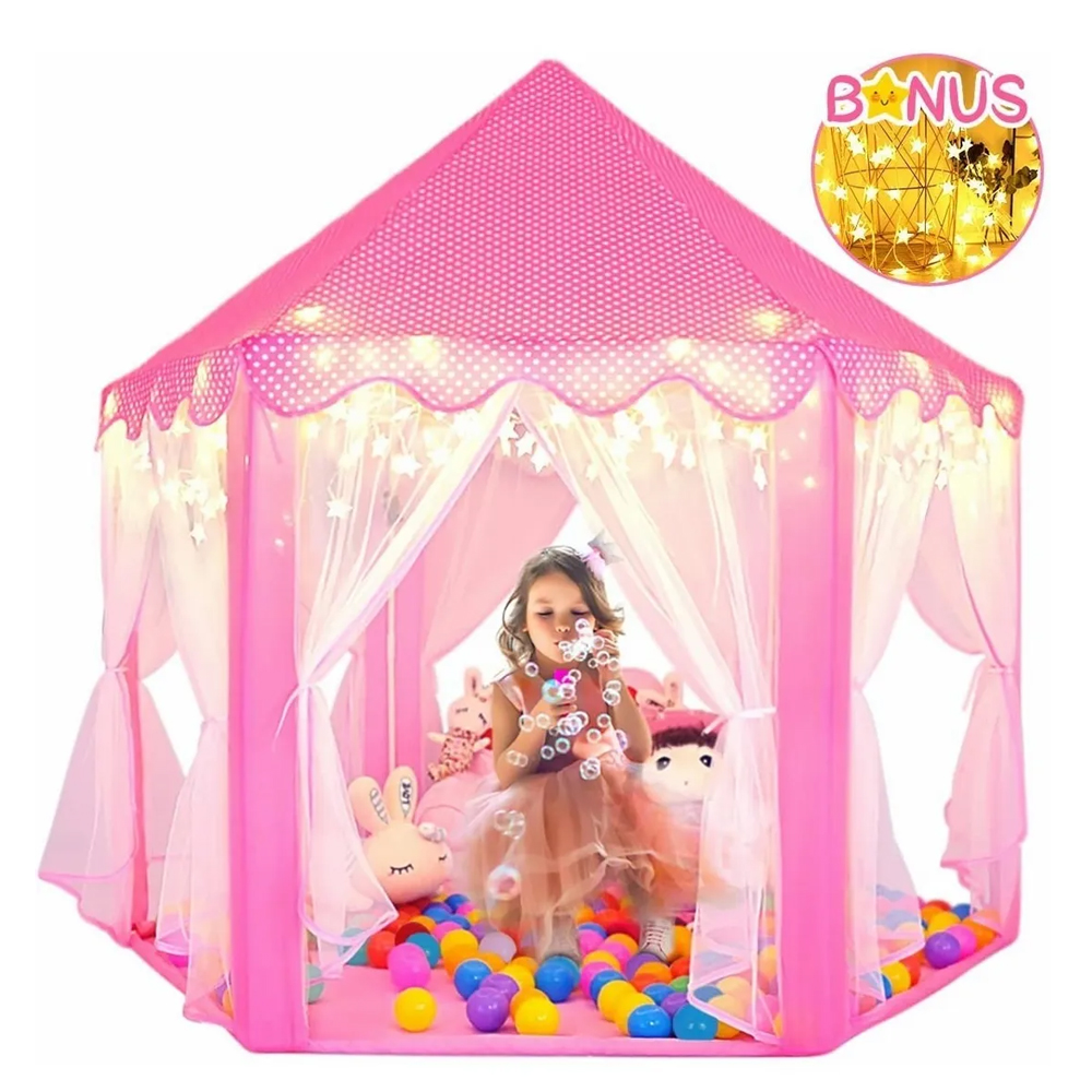 Carpa Para Niños Con Star Lights, Juguete Castillo Hexagonal.