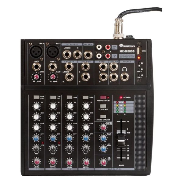 Mezcladora Pasiva Soundtrack MX-802USB De 8 Canales