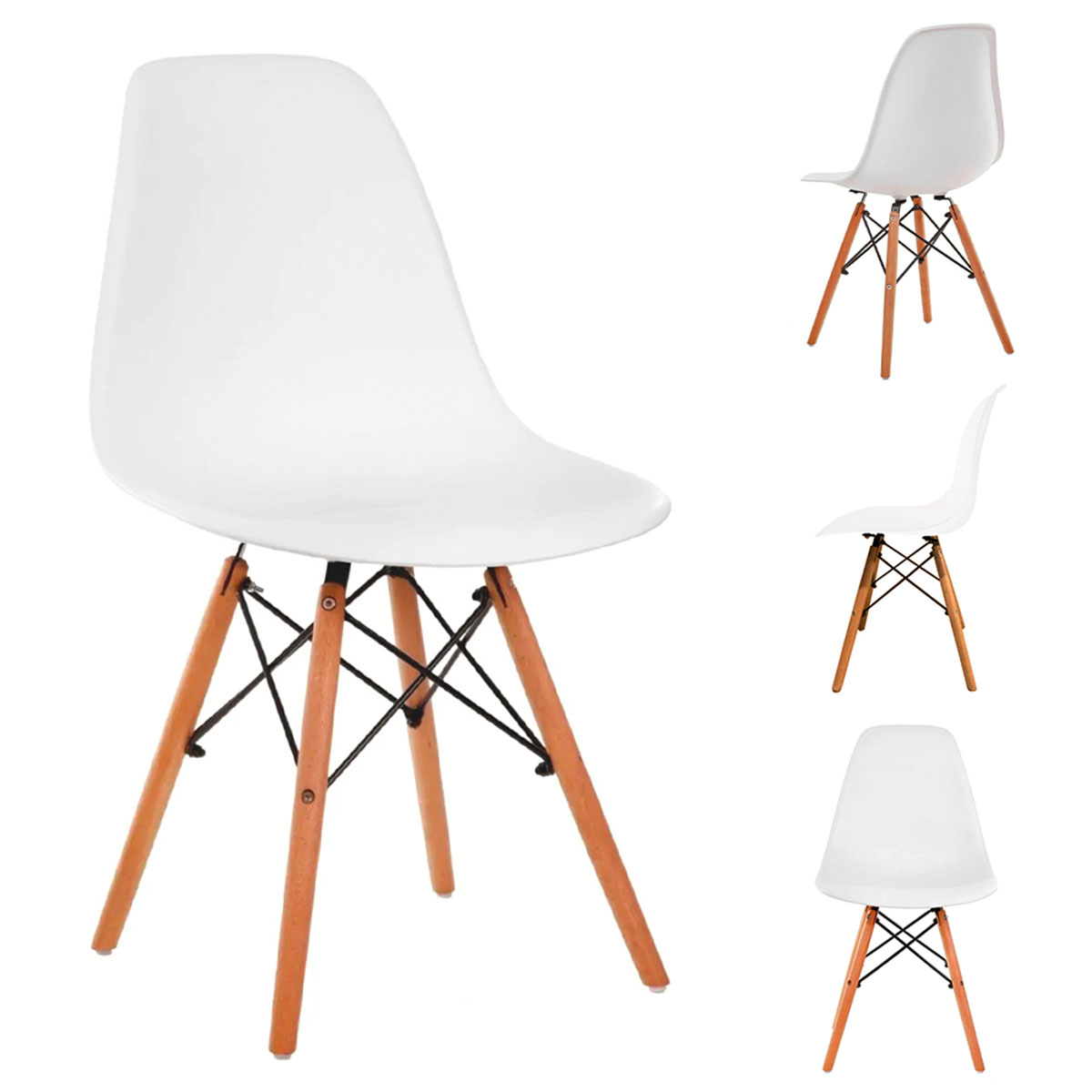 Set de 4 Sillas Tipo Eames Minimalistas Colores Hogar Oficina BC.