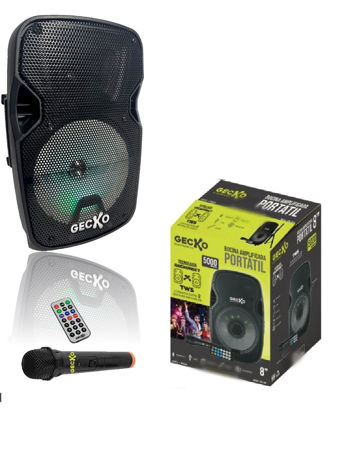 Bocina 8 Amplificada 5000 Watts Portátil Con Tws Bluetooth