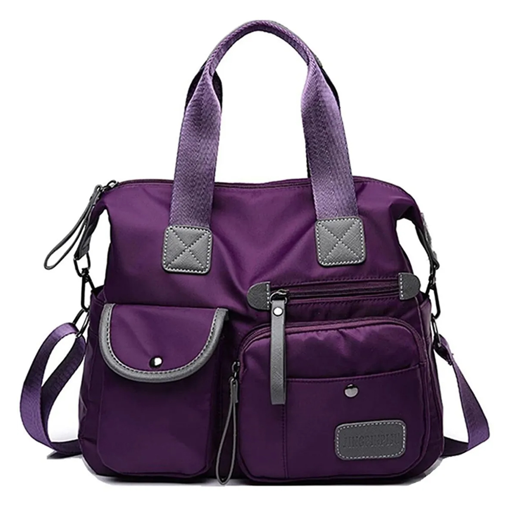 Bolsa Mujer Impermeable Viaje Nylon Tote Crossbody Bandolera Viajera MORADO