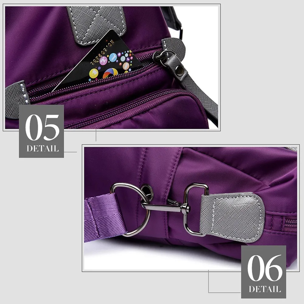 LYANYAN Bolsos Cruzados De Nailon Para Mujer, Impermeables, Con Múltiples Bolsillos, Bolsa De Mensajero, Bolso Casual Con Asa Superior (morado), Azul